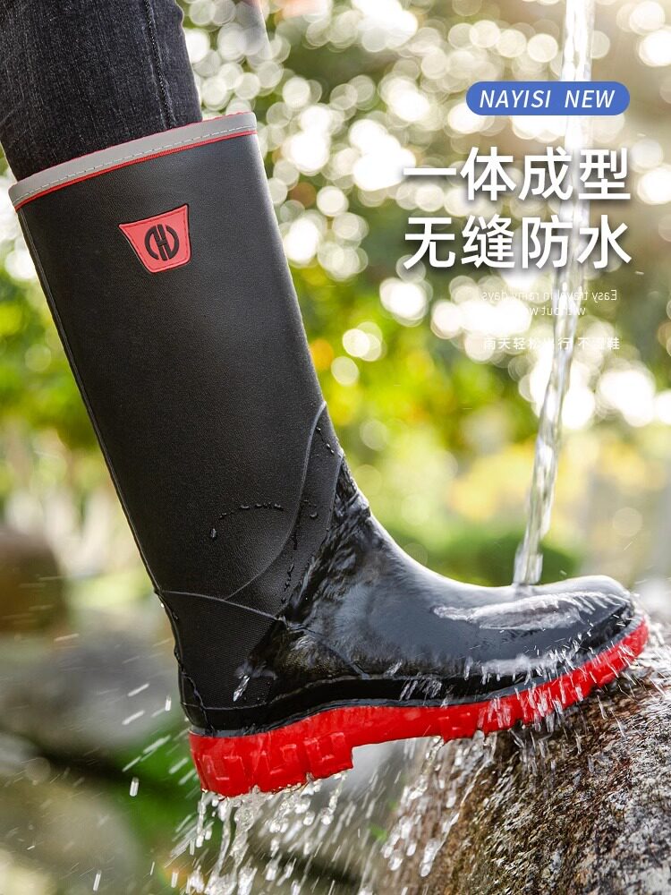 RAIN BOOTS MENS WATER SHOES ARE NOT TIRED FEET KITCHEN CHEF SHOES LIGHTWEIGHT WATERPROOF AND NON-SLIP SPRING WADING BOOTS