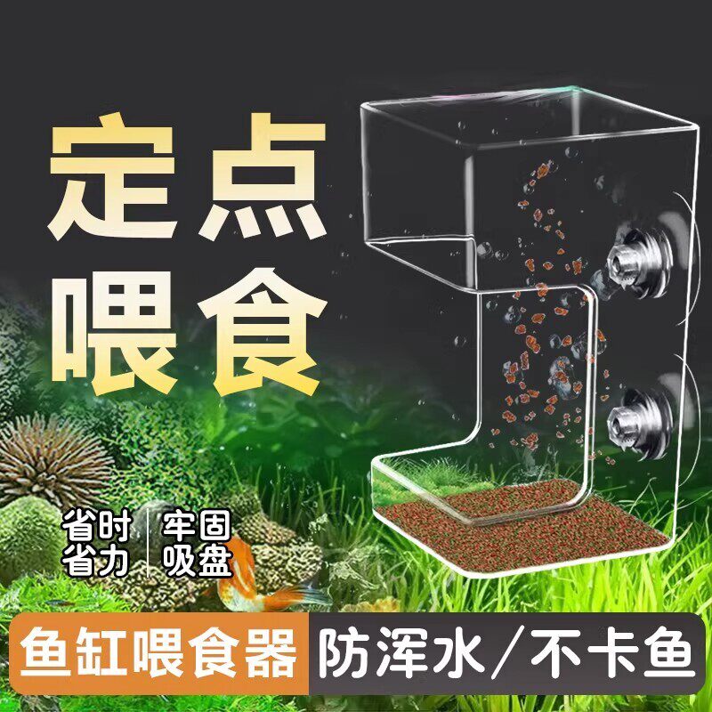 鱼缸喂食器防飘散小型鱼孔雀鱼斗鱼鱼粮投喂器鱼儿定点食管喂食圈