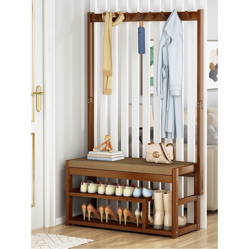 鞋架带衣挂入门鞋柜挂衣架一体换鞋凳入户门衣帽架小窄门口可坐