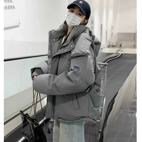 冬季女高中生羽绒服灰色外套