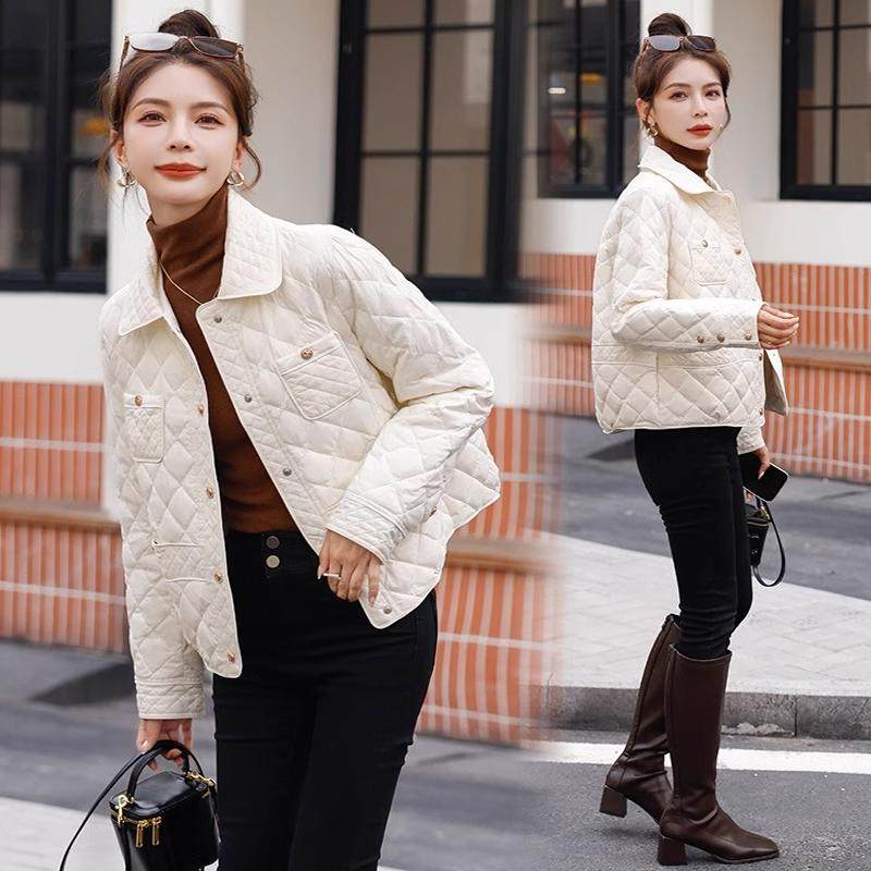 小香风冬季外套薄款嘉兴平湖羽绒服女短款90白鸭绒粉色小个子高端