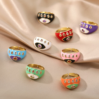 2024 Unique Evil Eye Rings For Women Adjustable Opening Ring