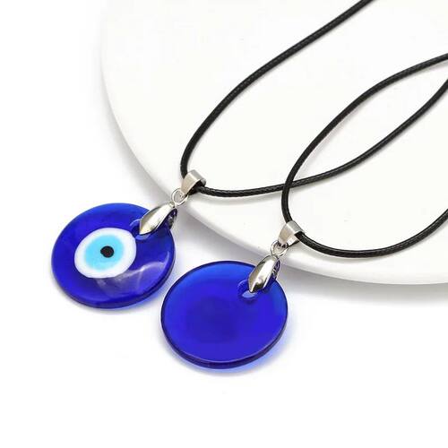 Classic Evil Eye Charms Necklace for Woman Blue Resin Round