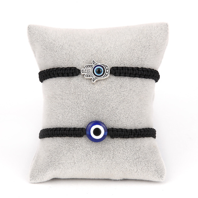 2PCS Blue Evil Eye Couple Bracelet Sets for Woman Men Charm