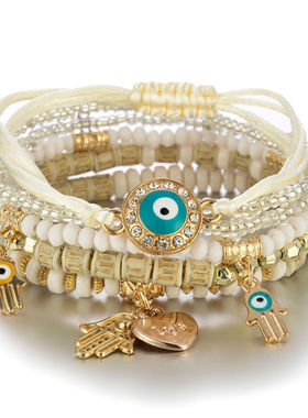 Turkish Evil Eye Hamsa Hand Bead Bracelet For Women Men New