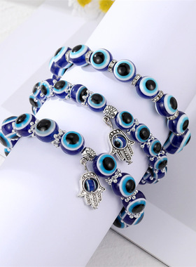 Turkey Blue Eye Hand Hamsa Beaded Bracelet For Women Men