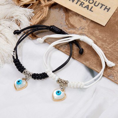 2PCS Couple Charm Bracelet For Women Romantic Heart Blue