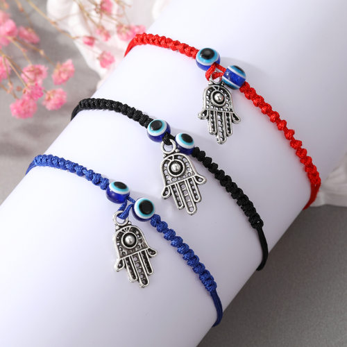 Hamsa Hand Turkish Evil Eye Bead Bracelet For Women Men