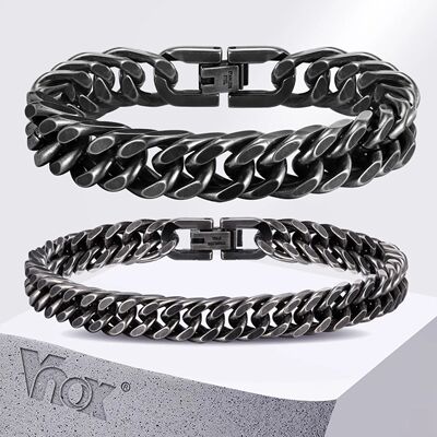 8mm/12mm Bold Heavy Stainless Steel Cuban Bracelets for Men