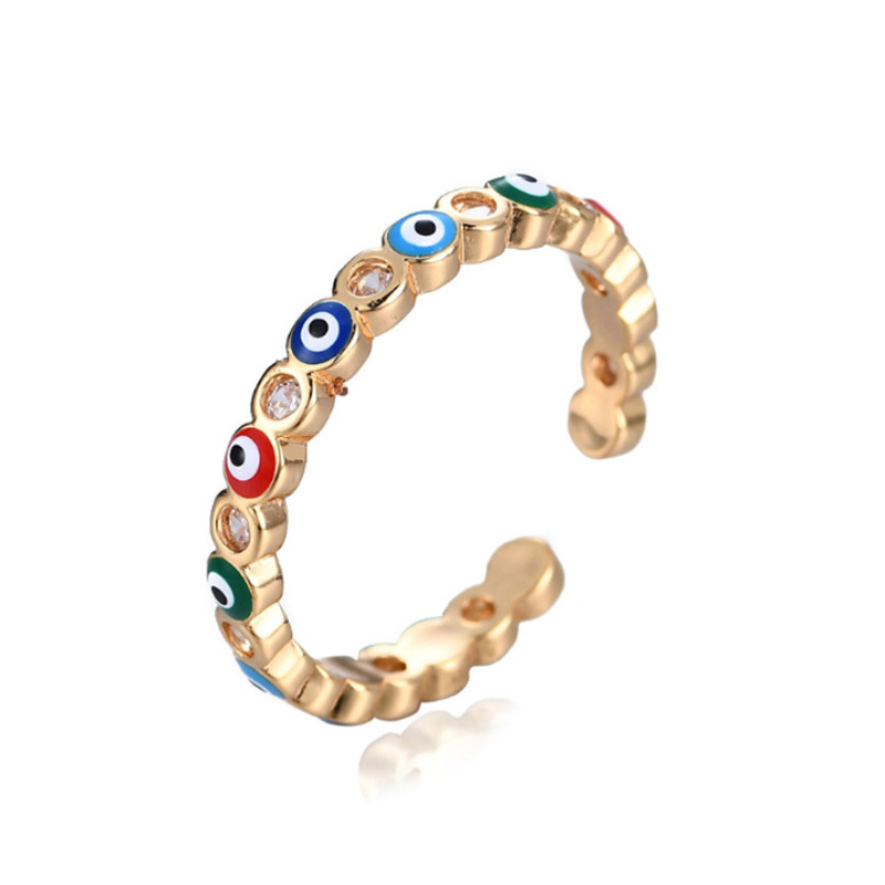 New Desgin Rainbow Evil Eye Open Ring For Woman Men Boho