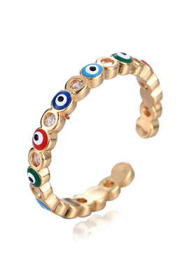 New Desgin Rainbow Evil Eye Open Ring For Woman Men Boho