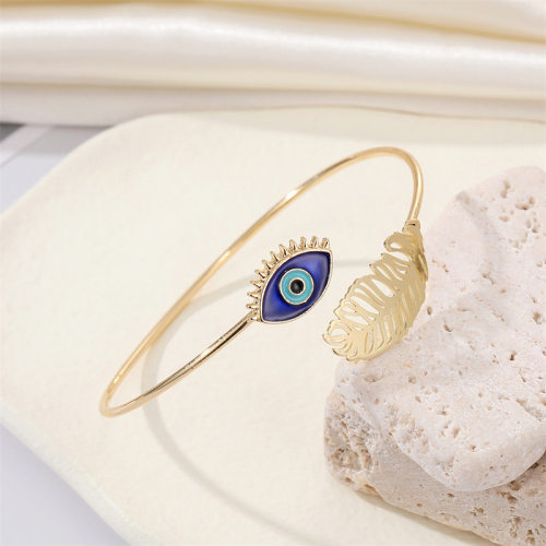 New Blue Evil Eye Bracelet Bangle for Women Metal Hollow