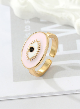 Enamel Oval Evil Eye Finger Rings For Women Fashion Vintage