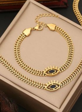 New Design Stainless Steel Dark Blue Devil’s Eye Necklace