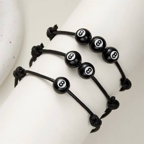 Minimalist Punk Black Ball Number 8 Bracelets For Women Men