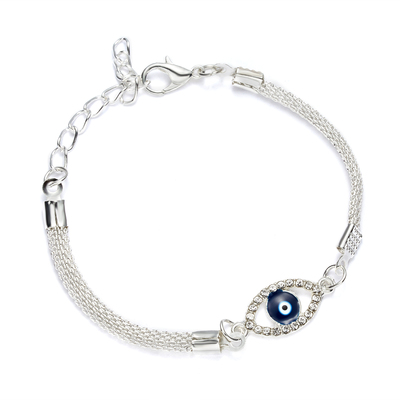 Luxury Blue Evil Eye Charm Bracelets Silver Color Turkish