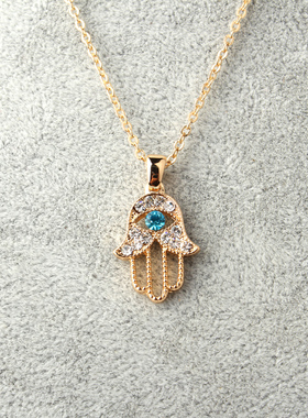 1PC Turkish Crystal Evil Eye Hand Hamsa Pendant Necklace