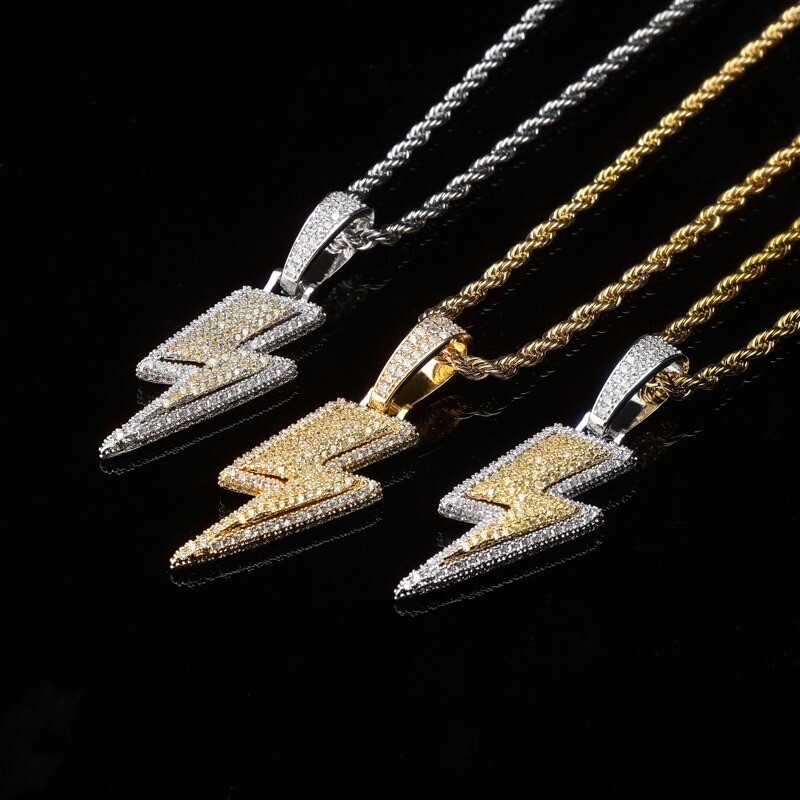2021 jewelry fashion retro full zircon lightning necklace