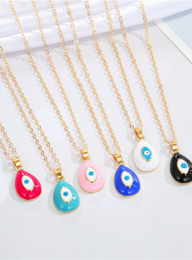 1Pcs Water Drop Blue Evil Eye Necklace For Women Gift