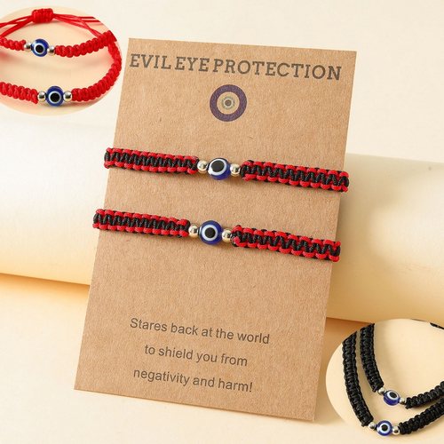 2PCs/set Lucky Blue Evil Eye Bracelet For Women Men Friends