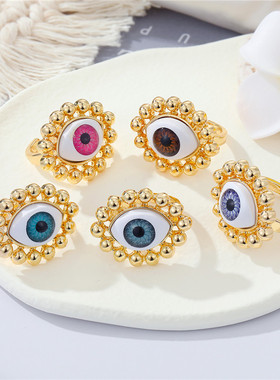 Colored Turkish Evil Eye Ring For Women New Trendy Lucky