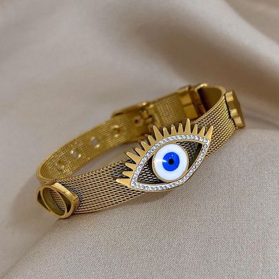 2024Vintage Evil Eye Belt Strap Stainless Steel Bracelet for