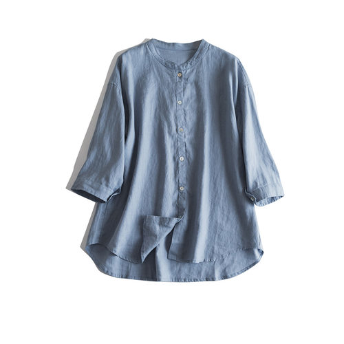 Stand up collar loose oversized shirt 立领纯色宽松大码衬衫女