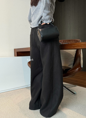 【KAPOK】冬季新款韩版加厚高腰遮胯显瘦呢料直筒休闲裤女35085
