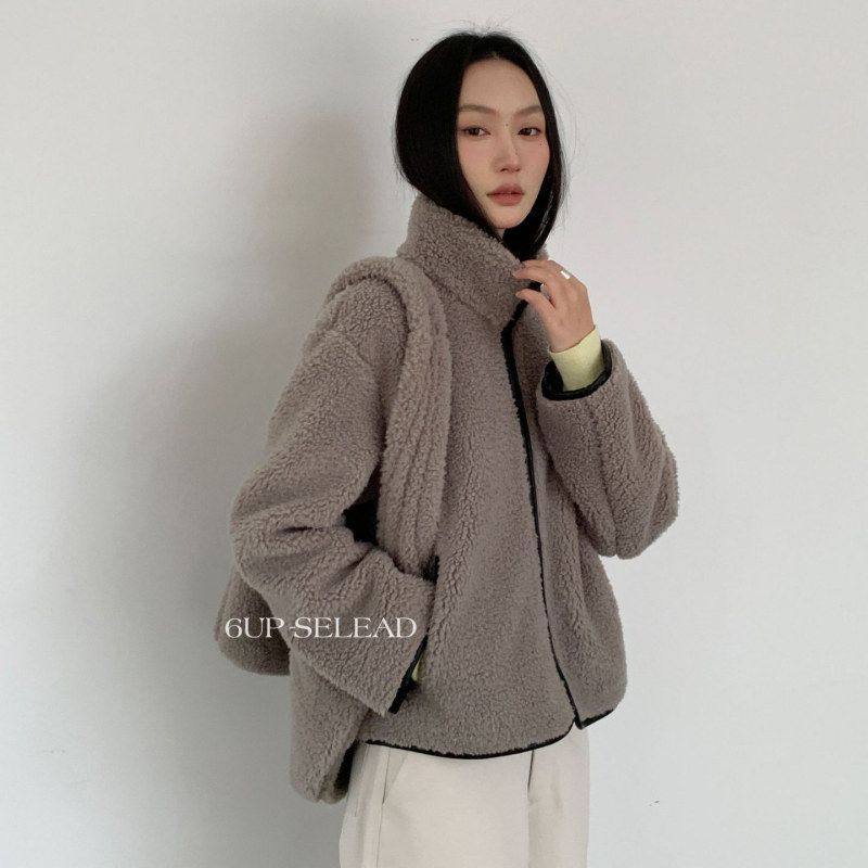 UP配包包韩系极简皮毛一体立领