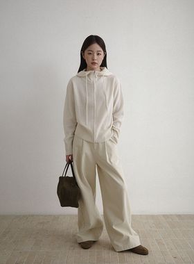 【EVERTRUE】2025冬季新款阔腿裤韩版加绒宽松磨毛高腰长裤93720