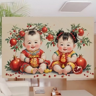 年画娃娃送子图宝宝画报墙贴备孕男女龙凤胎孕妇求子金童玉女助孕
