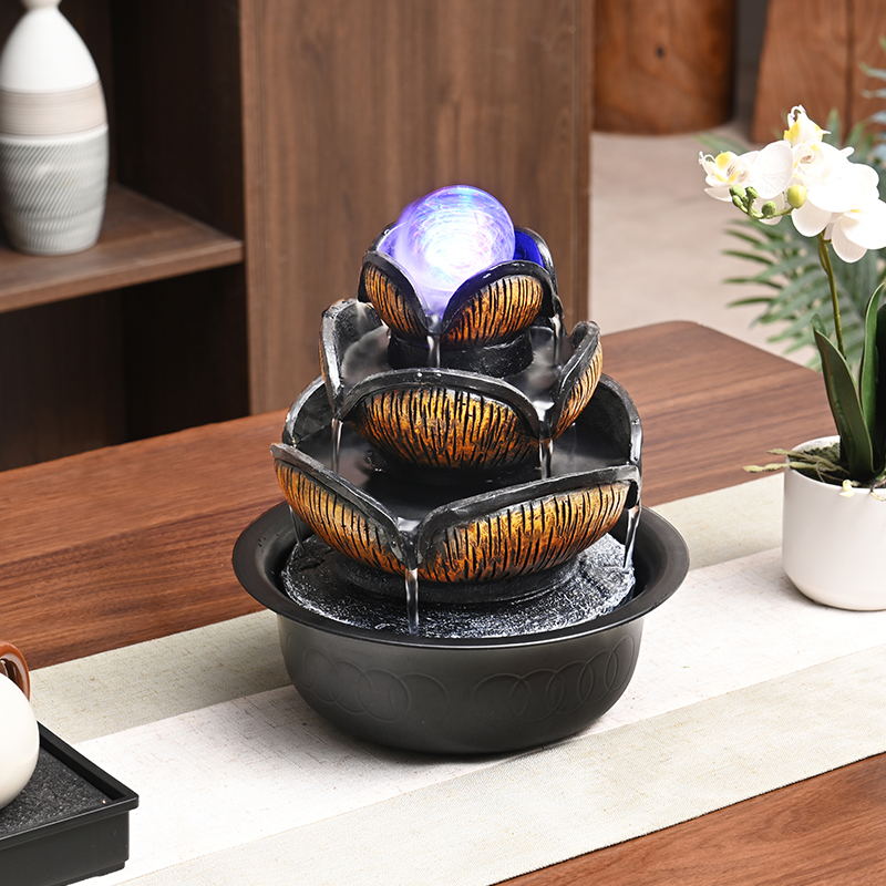 招财流水摆件风水轮循环水喷泉客厅水晶球自动旋转办公室桌面装饰