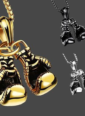 Sport Fitness Jewelry Double Boxing Glove Pendant Necklace