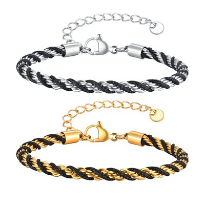 Two Tone Chain Bracelets for Men Boys,Adjustable Stainless
