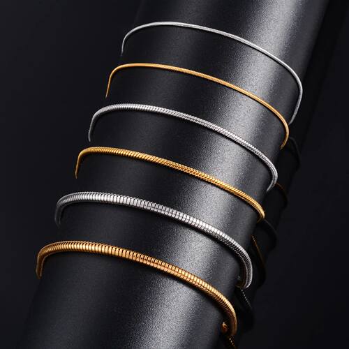 Classic Round Snake Chain Stainless Steel Bracelet for