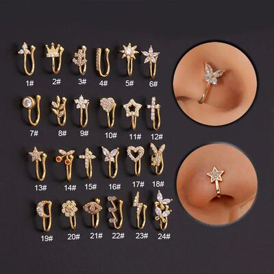 Fake Piercing Clip Nose Ring Cuff Body Jewelry for Women