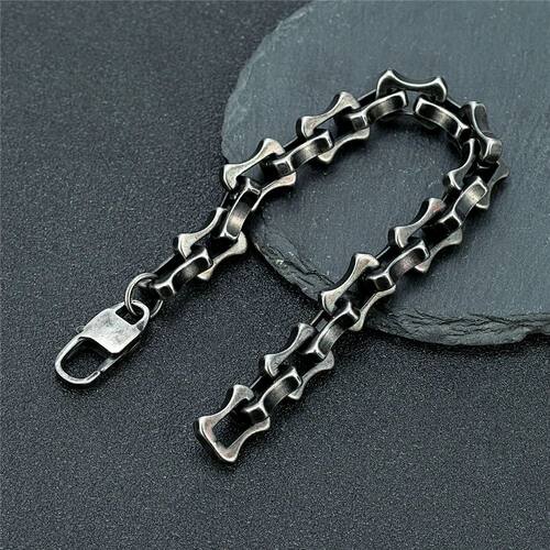 Locomotive Oxidized Black Keel Chain Link Men Bracelet Punk