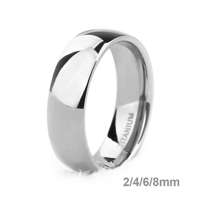 2025 6/8mm Men's Titanium Ring Silver Color Polished Classic