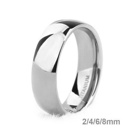 2025 6/8mm Men's Titanium Ring Silver Color Polished Classic