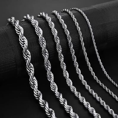 2-6MM Stainless Steel Necklace For Women Men Never Fade