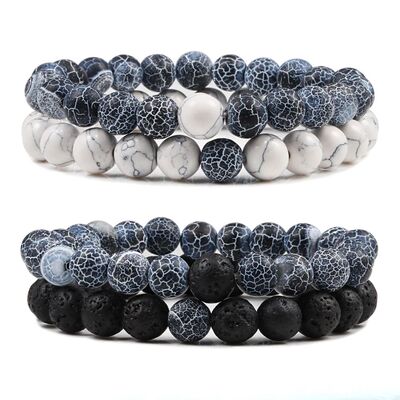 Fashion Natural Stone Couples Bracelet 8mm Weathered Stone