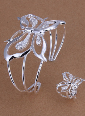 925 sterling Silver ring Bracelets Jewelry set fine wide Big