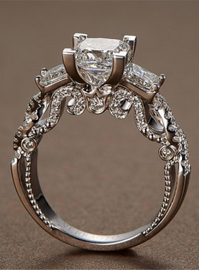 Vintage Princess cut Lab Diamond Ring 925 sterling silver