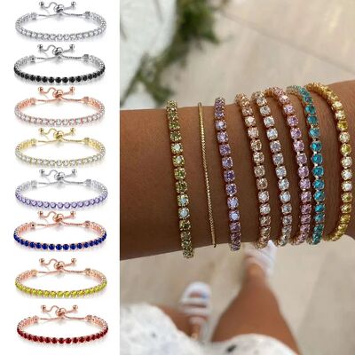 Adjustable Colorful Birthstone Tennis Bracelets for Women