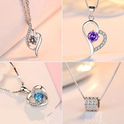Sterling Silver Necklace Pendant Zircon High Quality Chain