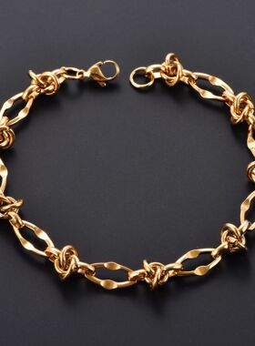Punk Stainless Steel Chunky Lip Knot Chain Bracelet for