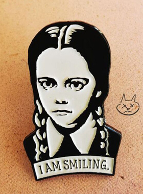 Adams family brooch I am Smiling Wednesday Enamel pin Hard