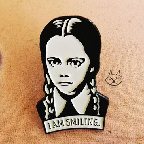 Adams family brooch I am Smiling Wednesday Enamel pin Hard