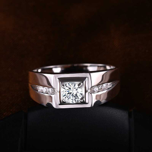 925 Sterling Silver Wedding Rings Men Jewelry Inlay Cubic