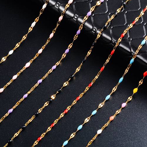 2.5mm Wide Gold Color Stainless Steel Lip Link  Chain Multi